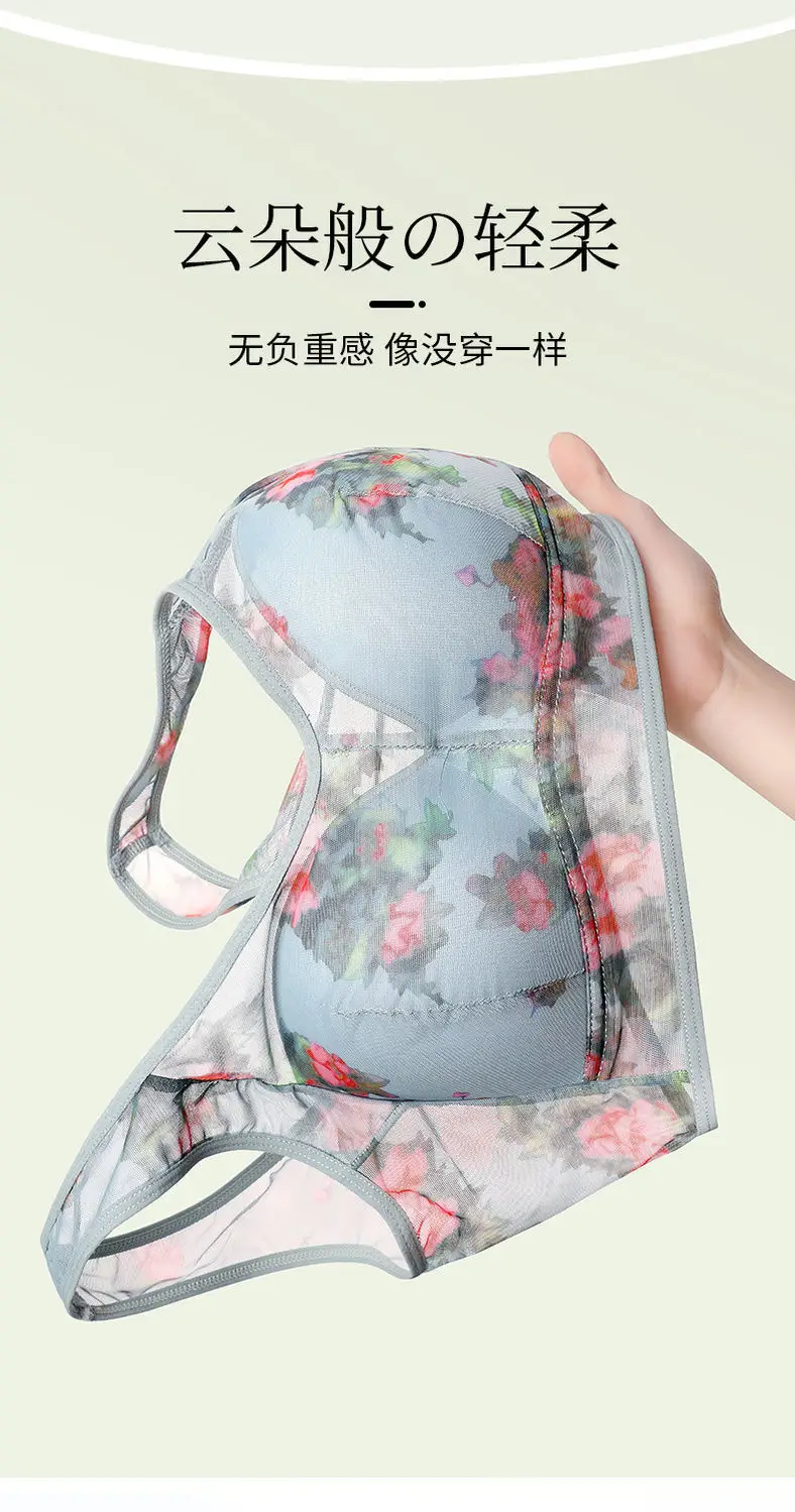 Women Printed Lace Bra Vest Style No Rings Plus Size — feature 5
