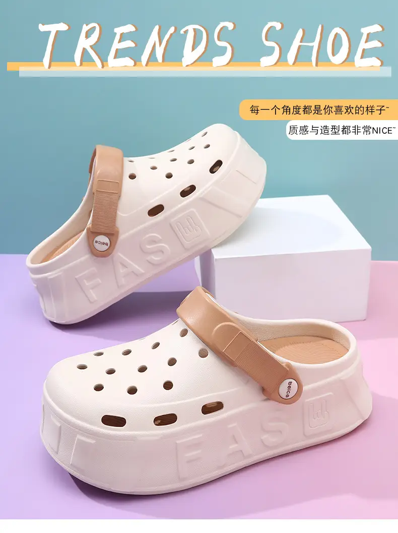 2024 slippers manufacturers new non-slip wear-resistant fashion Joker lightweight simple indoor thick-soled hole shoes wholesale — feature 3
