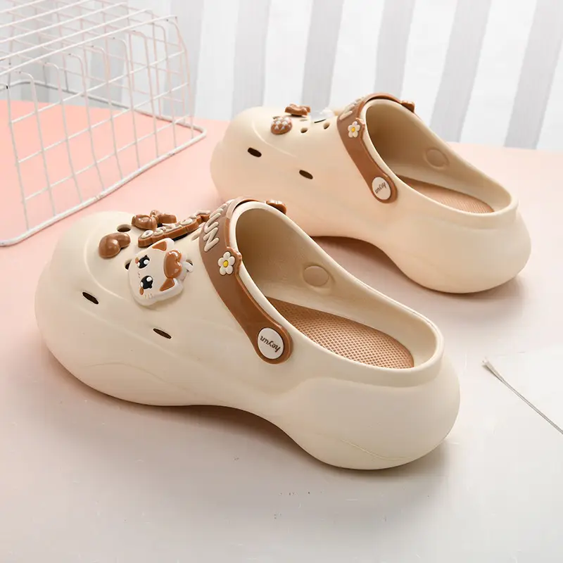 Thick-soled heightening hole shoes women's summer wear non-slip slippers EVA beach cute cartoon poop feeling baotou sandals - Image 7