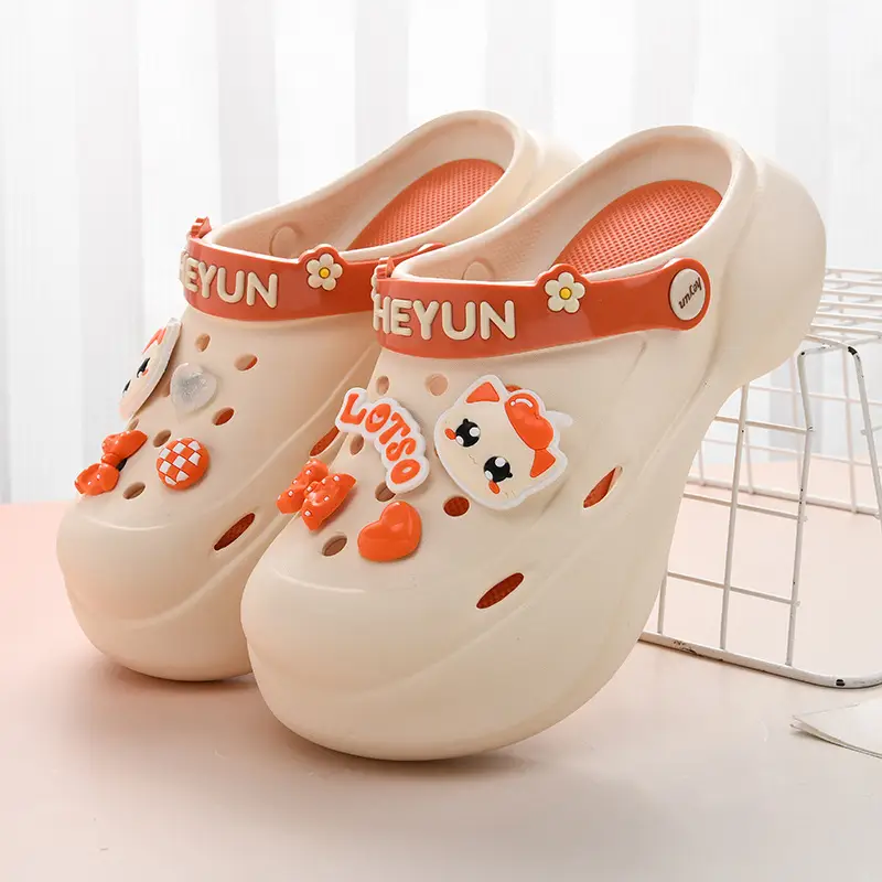 Thick-soled heightening hole shoes women's summer wear non-slip slippers EVA beach cute cartoon poop feeling baotou sandals - Image 8