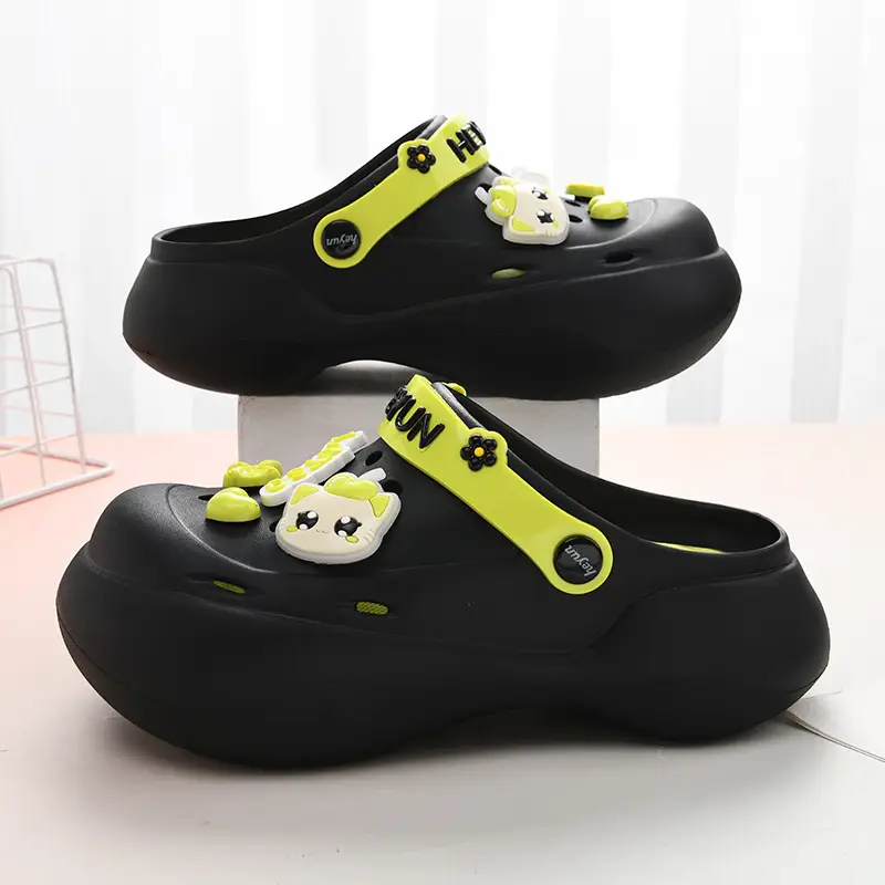 Thick-soled heightening hole shoes women's summer wear non-slip slippers EVA beach cute cartoon poop feeling baotou sandals - Image 9