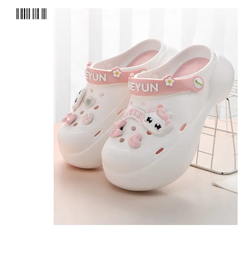 Thick-soled heightening hole shoes women's summer wear non-slip slippers EVA beach cute cartoon poop feeling baotou sandals — feature 14