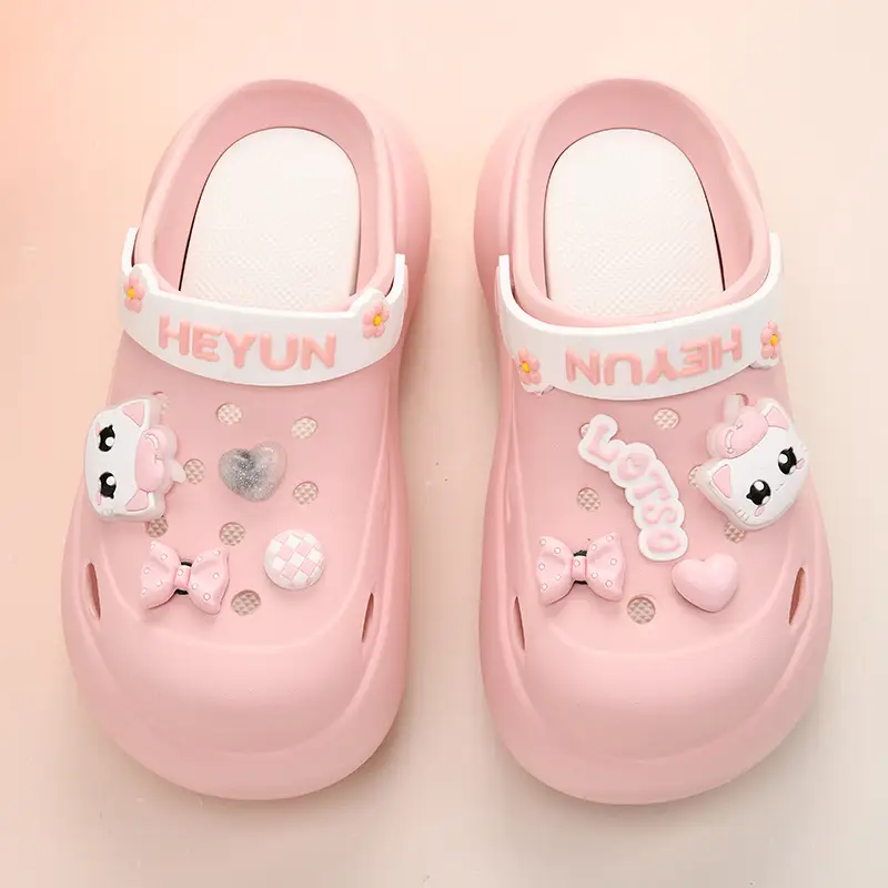 Thick-soled heightening hole shoes women's summer wear non-slip slippers EVA beach cute cartoon poop feeling baotou sandals - Image 2