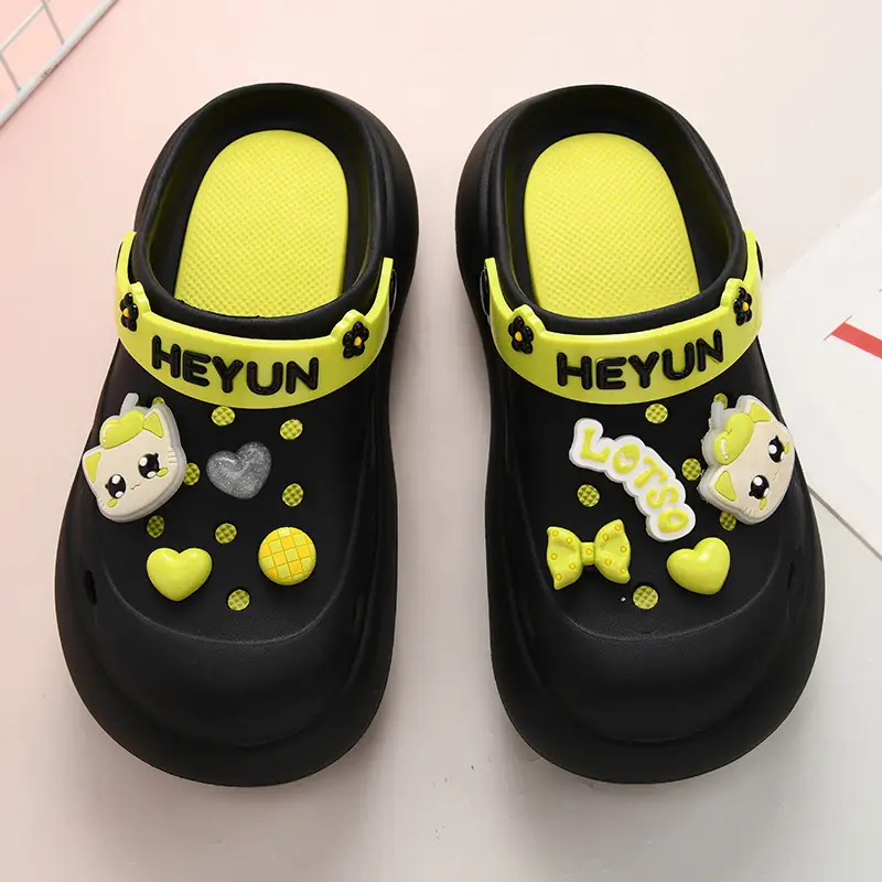 Thick-soled heightening hole shoes women's summer wear non-slip slippers EVA beach cute cartoon poop feeling baotou sandals - Image 3