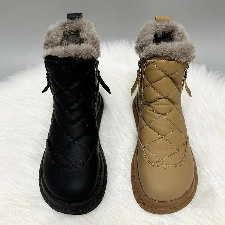 Women's Fleece Lined Snow Boots Black Large - Image 4