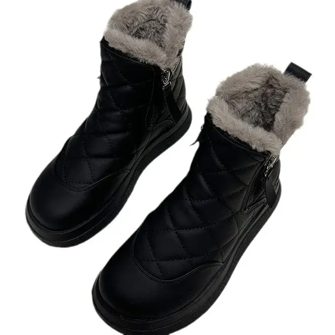 Women's Fleece Lined Snow Boots Black Large - Image 7