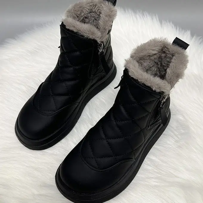 Women's Fleece Lined Snow Boots Black Large — feature 6