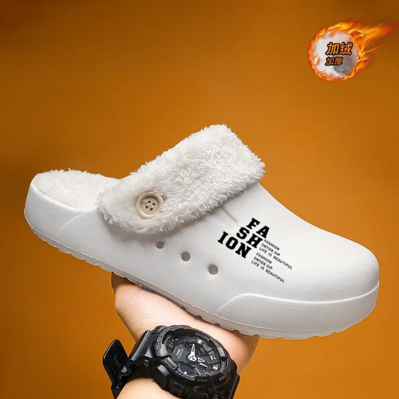 Home Couple Cotton Slippers Autumn and Winter fleece-lined Warm Plush Baotou Cotton Slippers plus size 47 Shit-feeling Cold-proof Cotton Shoes - Image 6
