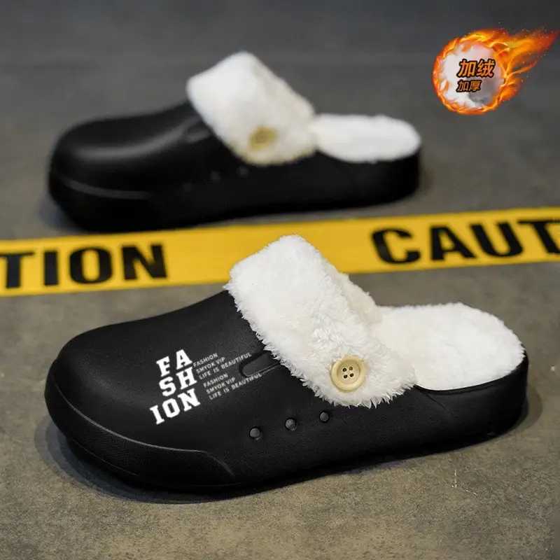 Home Couple Cotton Slippers Autumn and Winter fleece-lined Warm Plush Baotou Cotton Slippers plus size 47 Shit-feeling Cold-proof Cotton Shoes - Image 7