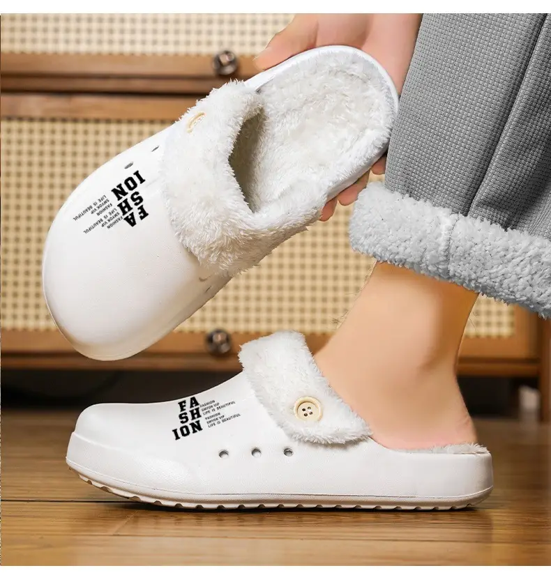 Home Couple Cotton Slippers Autumn and Winter fleece-lined Warm Plush Baotou Cotton Slippers plus size 47 Shit-feeling Cold-proof Cotton Shoes — feature 16