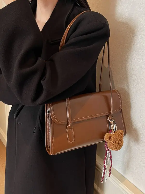 Women's Brown Tassel Shoulder Bag with Long Strap - Image 7