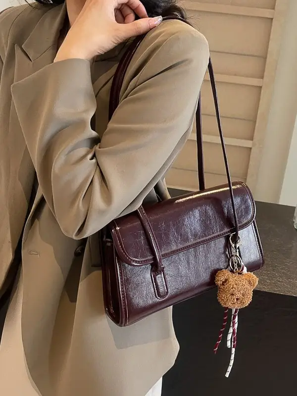 Women's Brown Tassel Shoulder Bag with Long Strap - Image 8