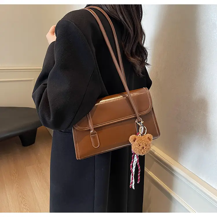 Women's Brown Tassel Shoulder Bag with Long Strap — feature 14