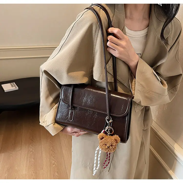 Women's Brown Tassel Shoulder Bag with Long Strap — feature 16