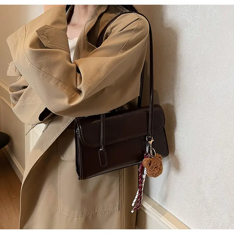 Women's Brown Tassel Shoulder Bag with Long Strap — feature 18