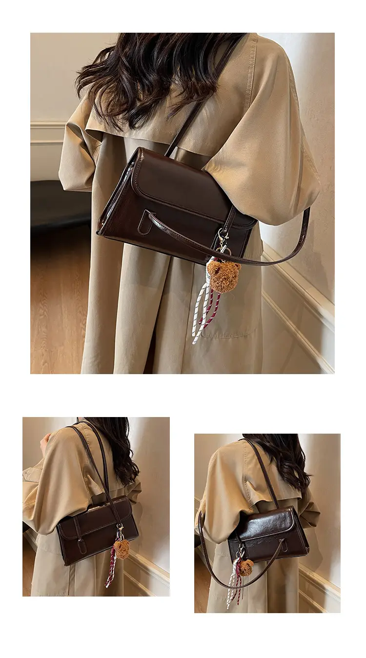 Women's Brown Tassel Shoulder Bag with Long Strap — feature 22