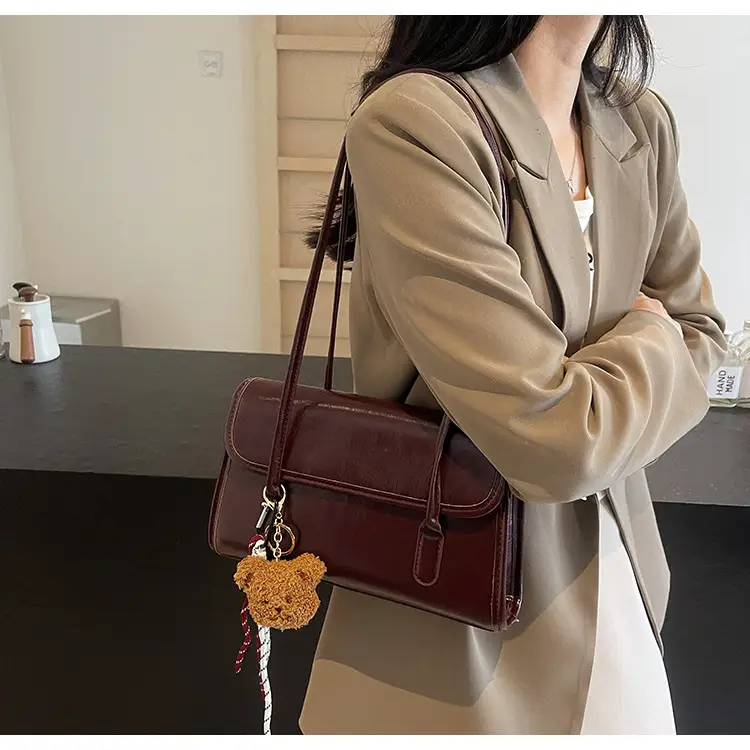 Women's Brown Tassel Shoulder Bag with Long Strap — feature 7