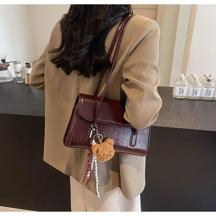 Women's Brown Tassel Shoulder Bag with Long Strap — feature 8