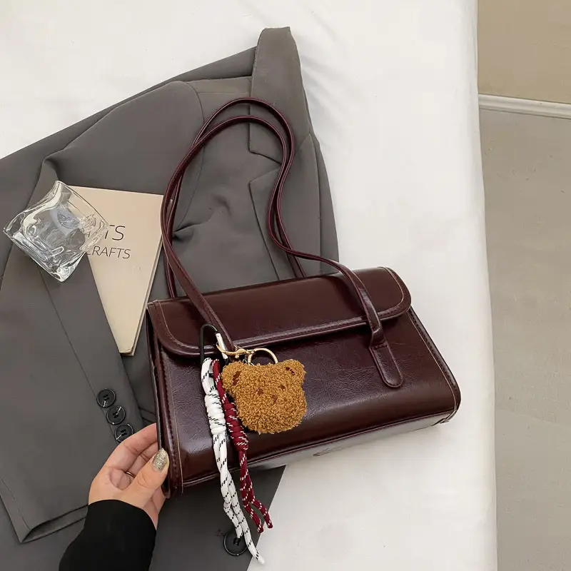 Women's Brown Tassel Shoulder Bag with Long Strap - Image 3