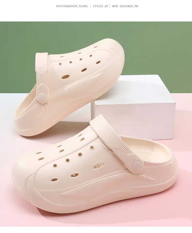Heightened Hole Shoes Women's Summer Beach Outer Wear Breathable Baotou Home Non-stinky Foot Non-slip Wear-resistant All-match Sandals — feature 11
