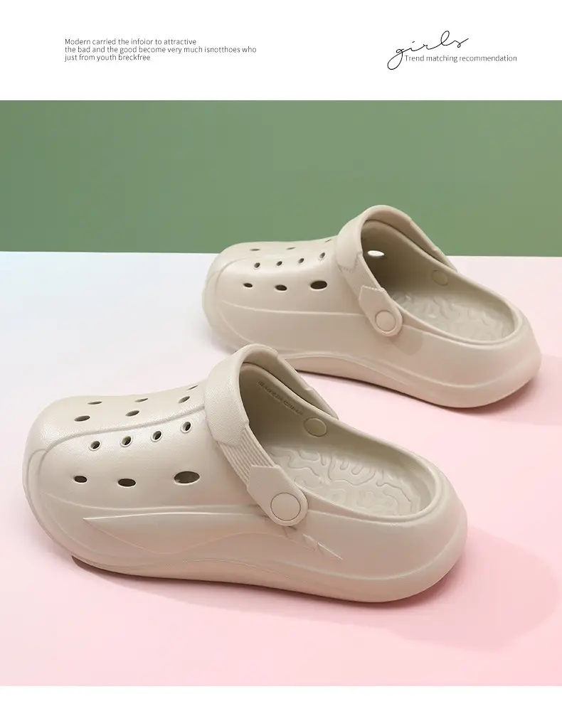 Heightened Hole Shoes Women's Summer Beach Outer Wear Breathable Baotou Home Non-stinky Foot Non-slip Wear-resistant All-match Sandals — feature 15