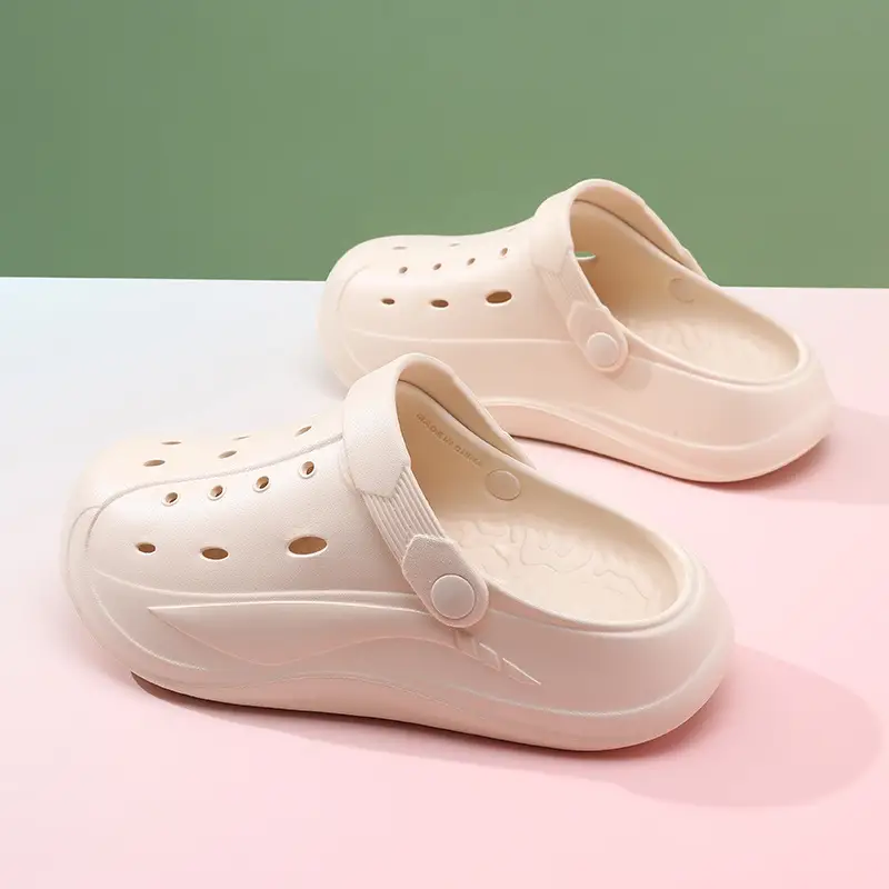 Heightened Hole Shoes Women's Summer Beach Outer Wear Breathable Baotou Home Non-stinky Foot Non-slip Wear-resistant All-match Sandals - Image 4
