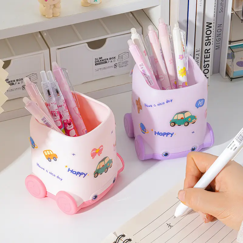 Pink Car-themed Stationery Pen Holder for Kids - Image 8