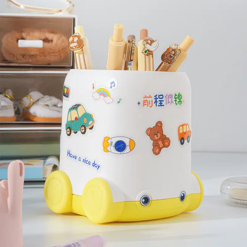 Pink Car-themed Stationery Pen Holder for Kids - Image 9