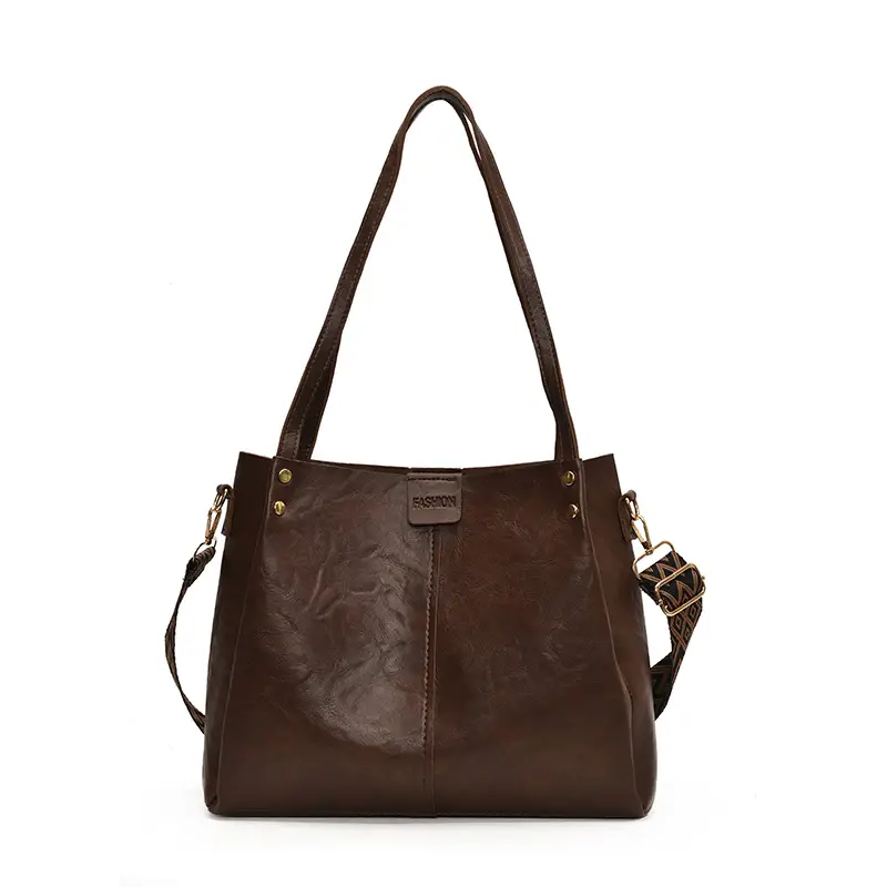 Brown Leather Retro Commuter Tote Bag 2024