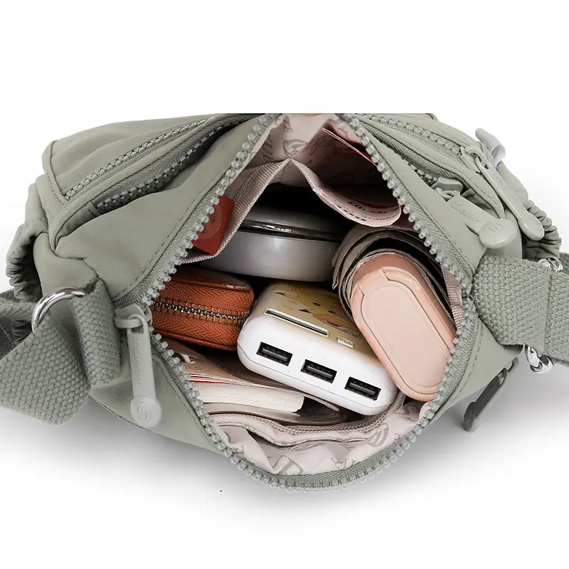 Lightweight Nylon Crossbody Bag for Women Grey - Image 12