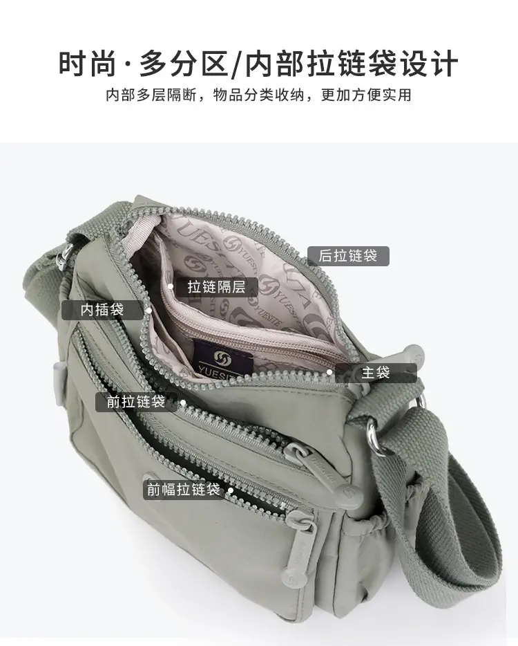 Lightweight Nylon Crossbody Bag for Women Grey — feature 19