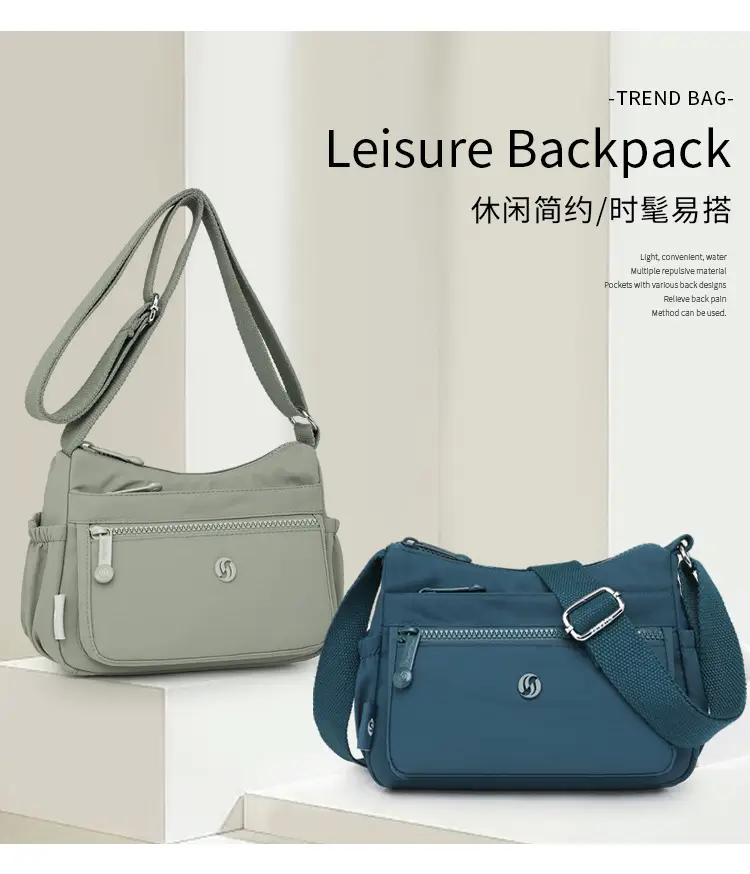 Lightweight Nylon Crossbody Bag for Women Grey — feature 2