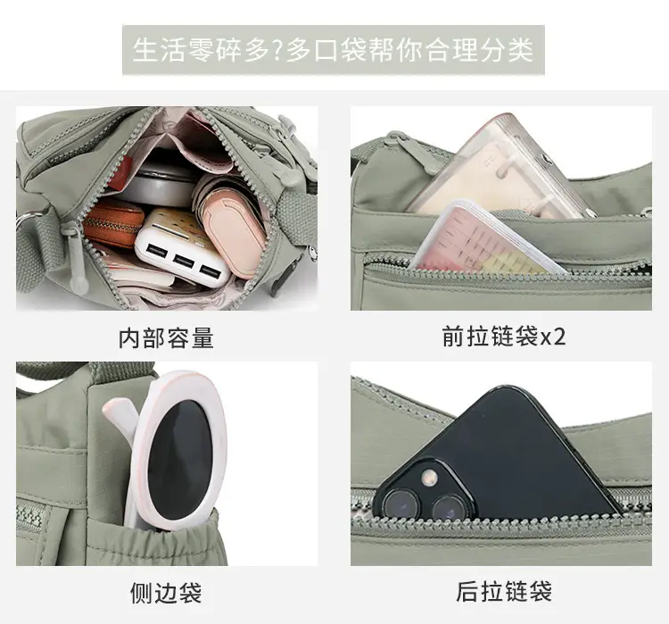 Lightweight Nylon Crossbody Bag for Women Grey — feature 21