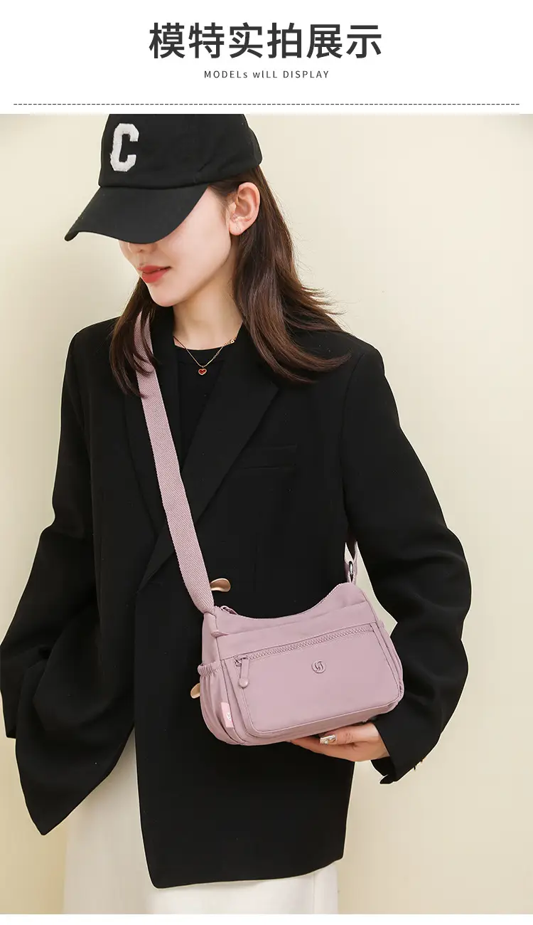 Lightweight Nylon Crossbody Bag for Women Grey — feature 25