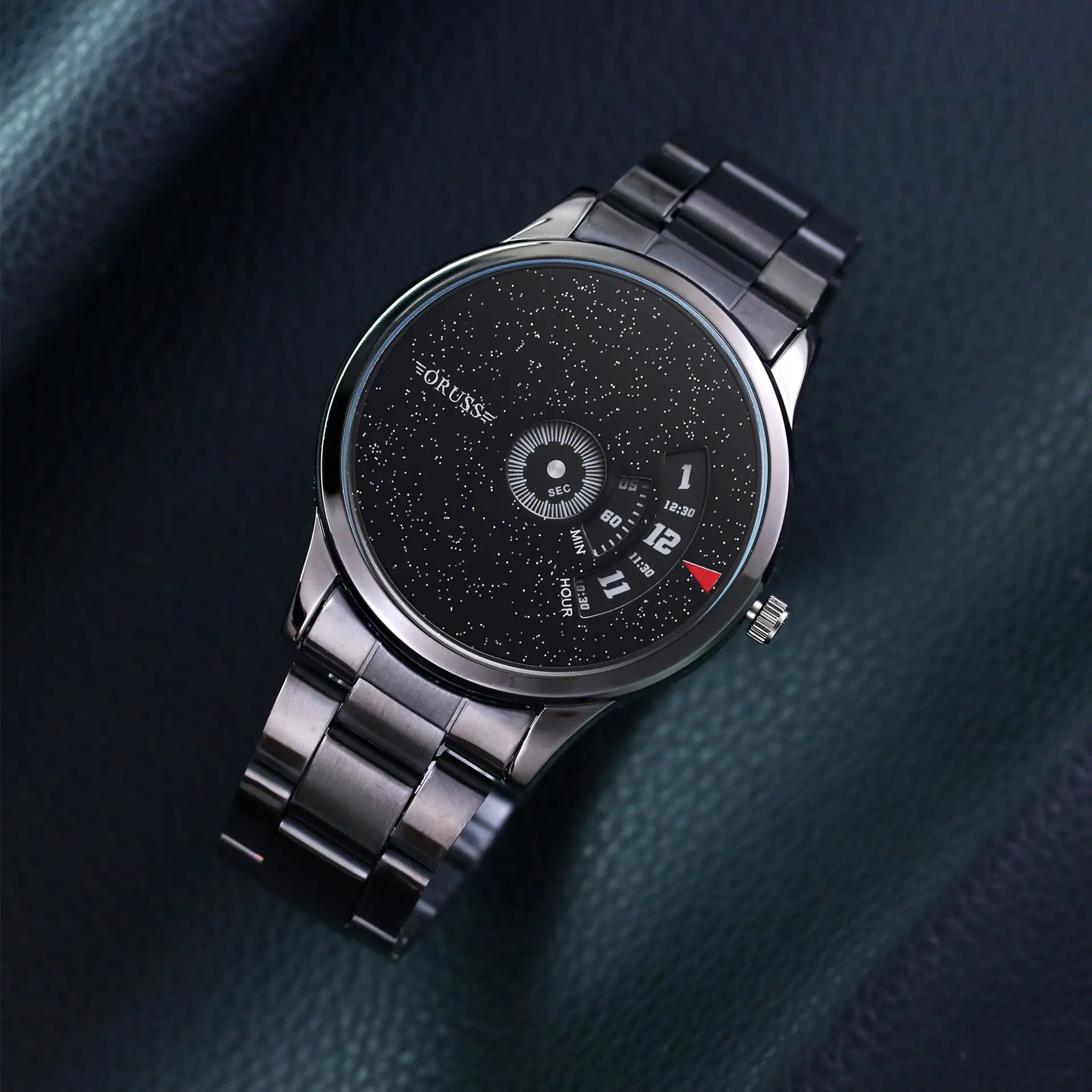 Men's Blue Steel Band Quartz Watch with Digital Display - Image 7
