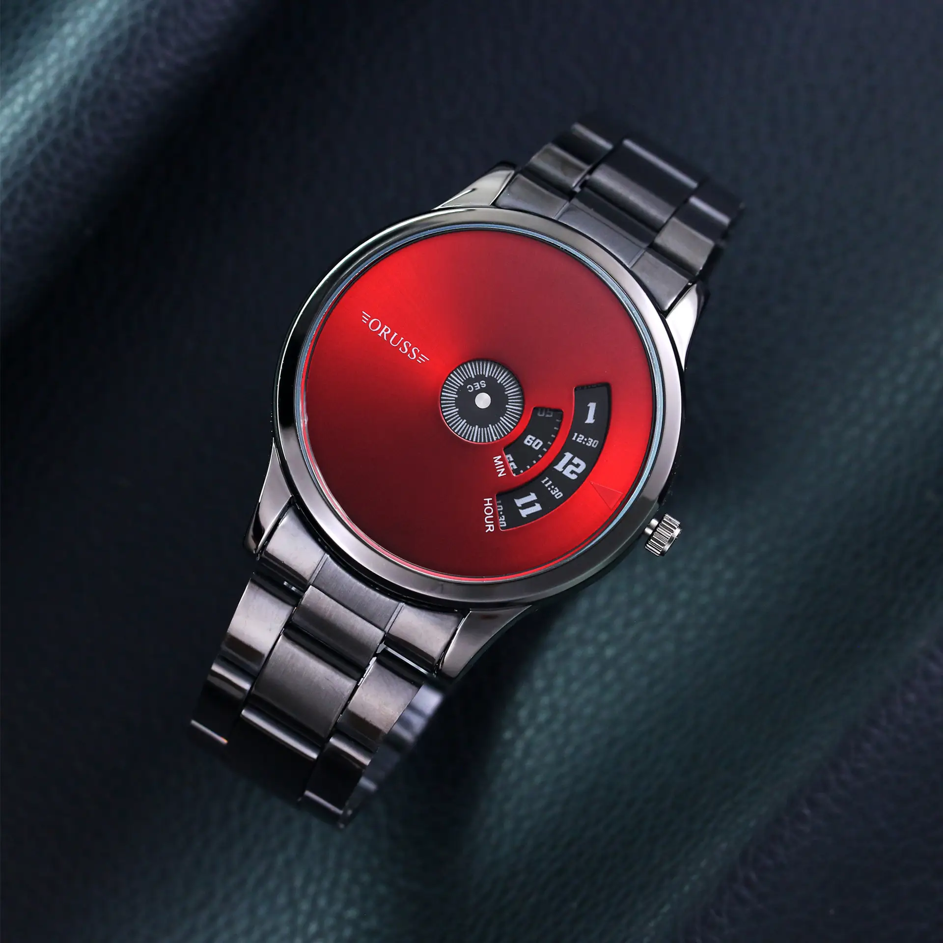 Men's Blue Steel Band Quartz Watch with Digital Display - Image 8