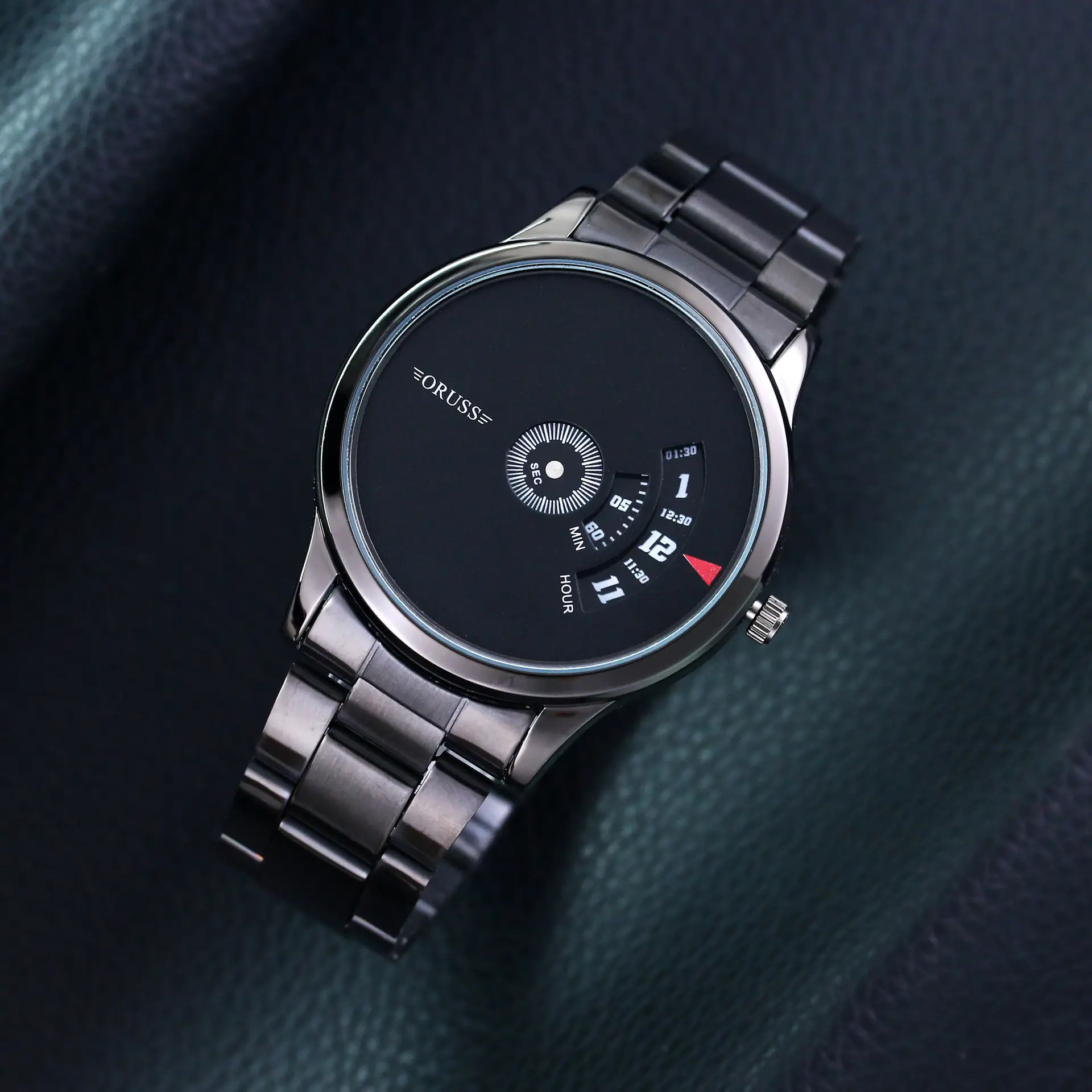 Men's Blue Steel Band Quartz Watch with Digital Display - Image 9