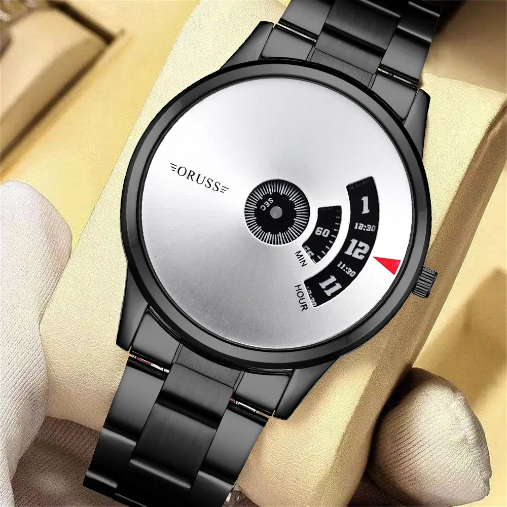 Men's Blue Steel Band Quartz Watch with Digital Display — feature 14