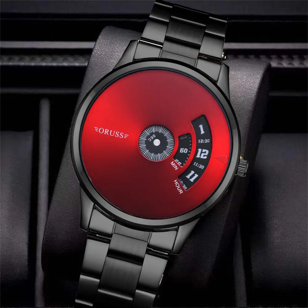 Men's Blue Steel Band Quartz Watch with Digital Display — feature 16