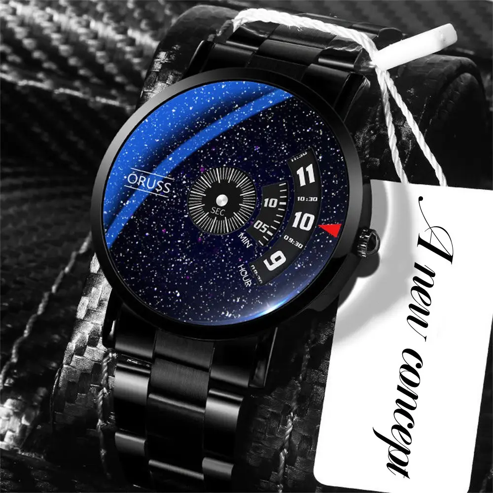 Men's Blue Steel Band Quartz Watch with Digital Display — feature 17