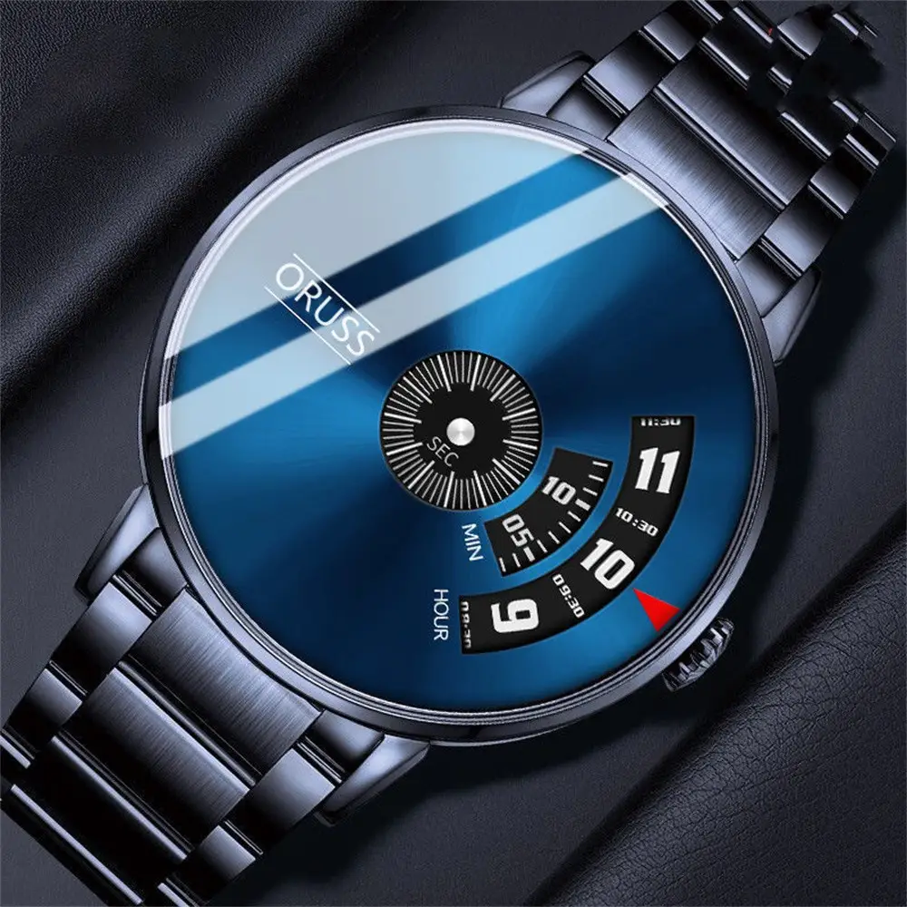 Men's Blue Steel Band Quartz Watch with Digital Display — feature 20