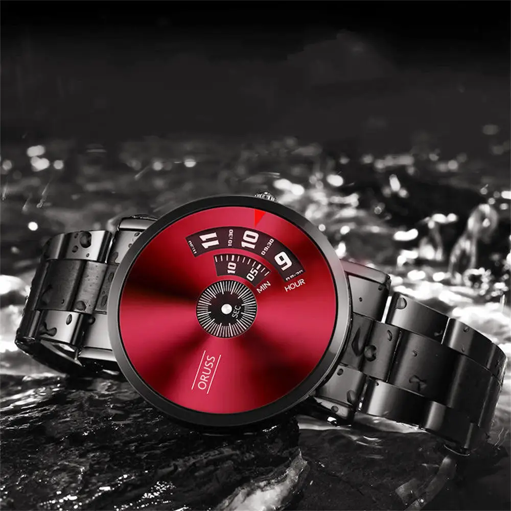 Men's Blue Steel Band Quartz Watch with Digital Display — feature 23