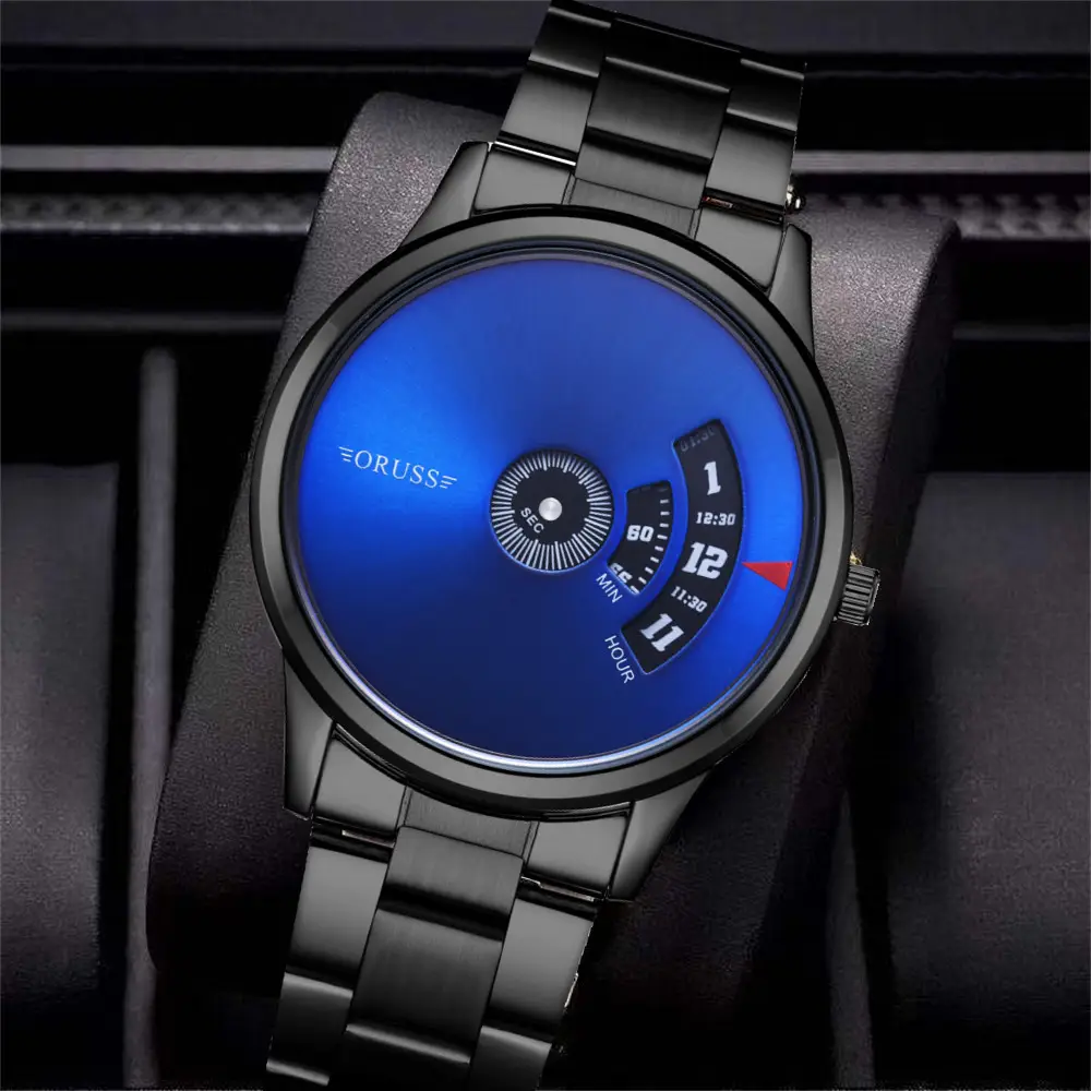 Men's Blue Steel Band Quartz Watch with Digital Display — feature 24