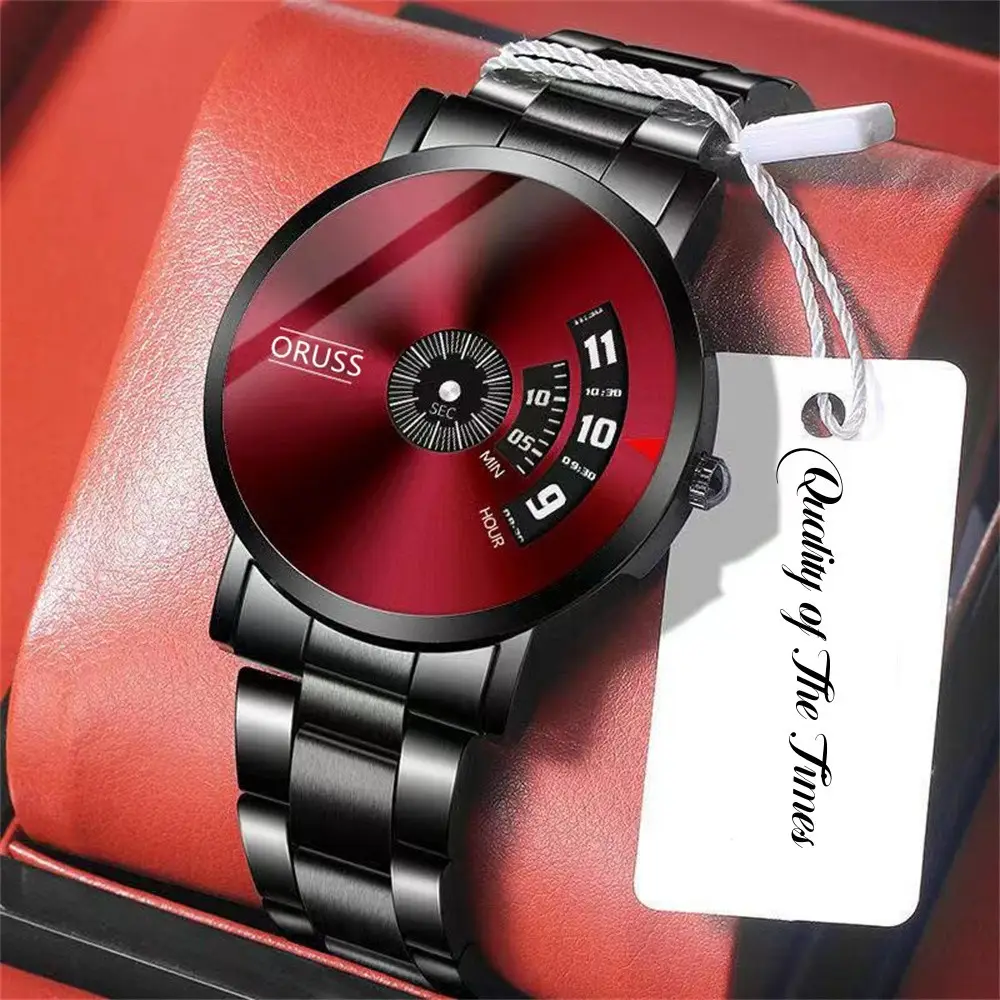 Men's Blue Steel Band Quartz Watch with Digital Display — feature 25
