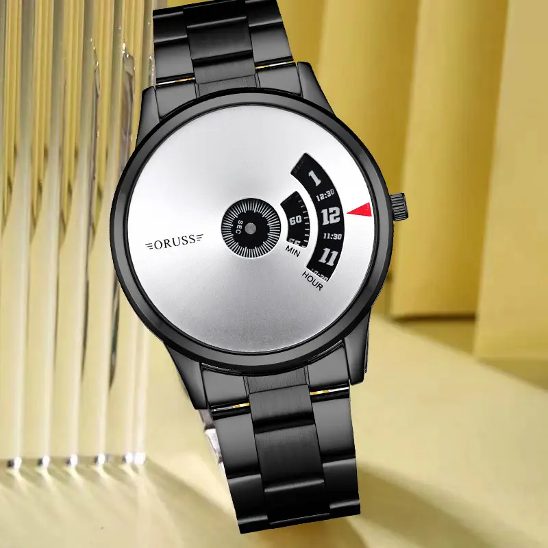 Men's Blue Steel Band Quartz Watch with Digital Display — feature 3