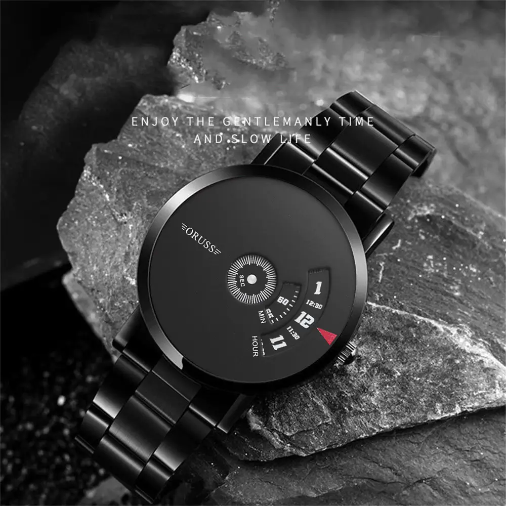 Men's Blue Steel Band Quartz Watch with Digital Display — feature 4