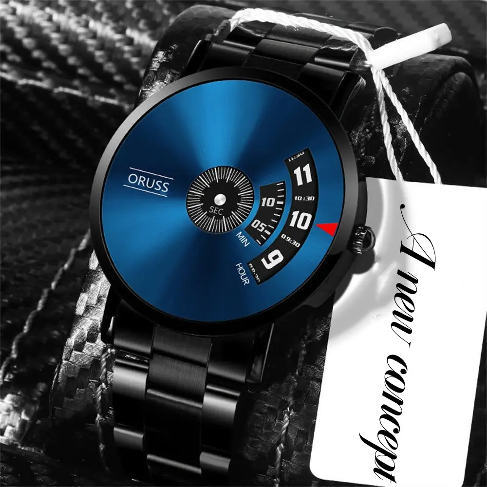 Men's Blue Steel Band Quartz Watch with Digital Display — feature 5