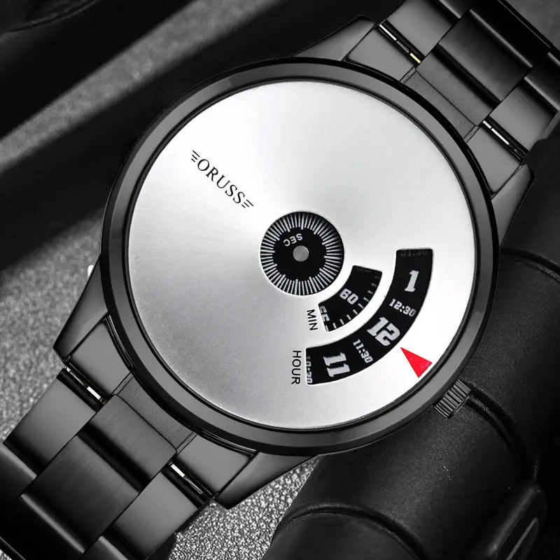 Men's Blue Steel Band Quartz Watch with Digital Display — feature 6