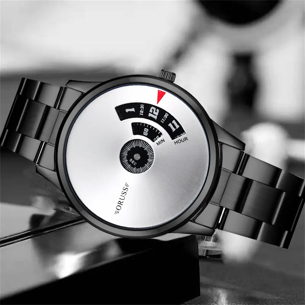 Men's Blue Steel Band Quartz Watch with Digital Display — feature 8