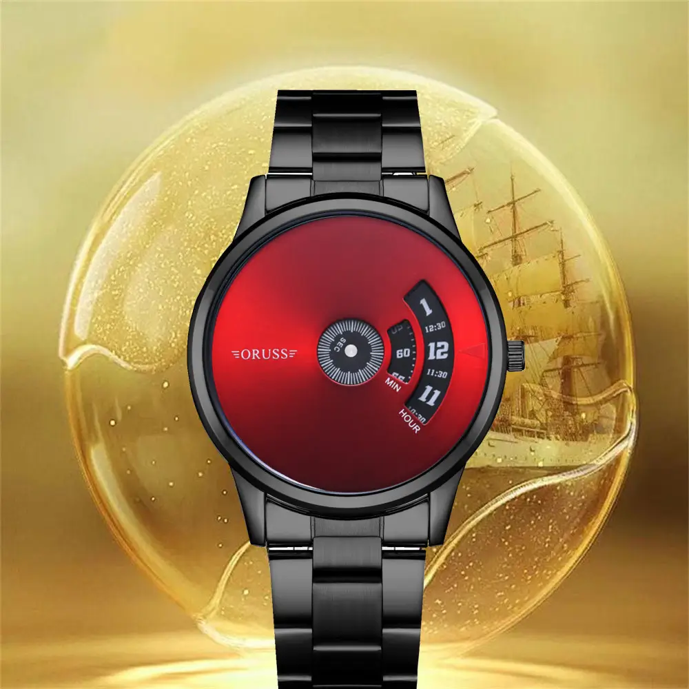 Men's Blue Steel Band Quartz Watch with Digital Display — feature 9